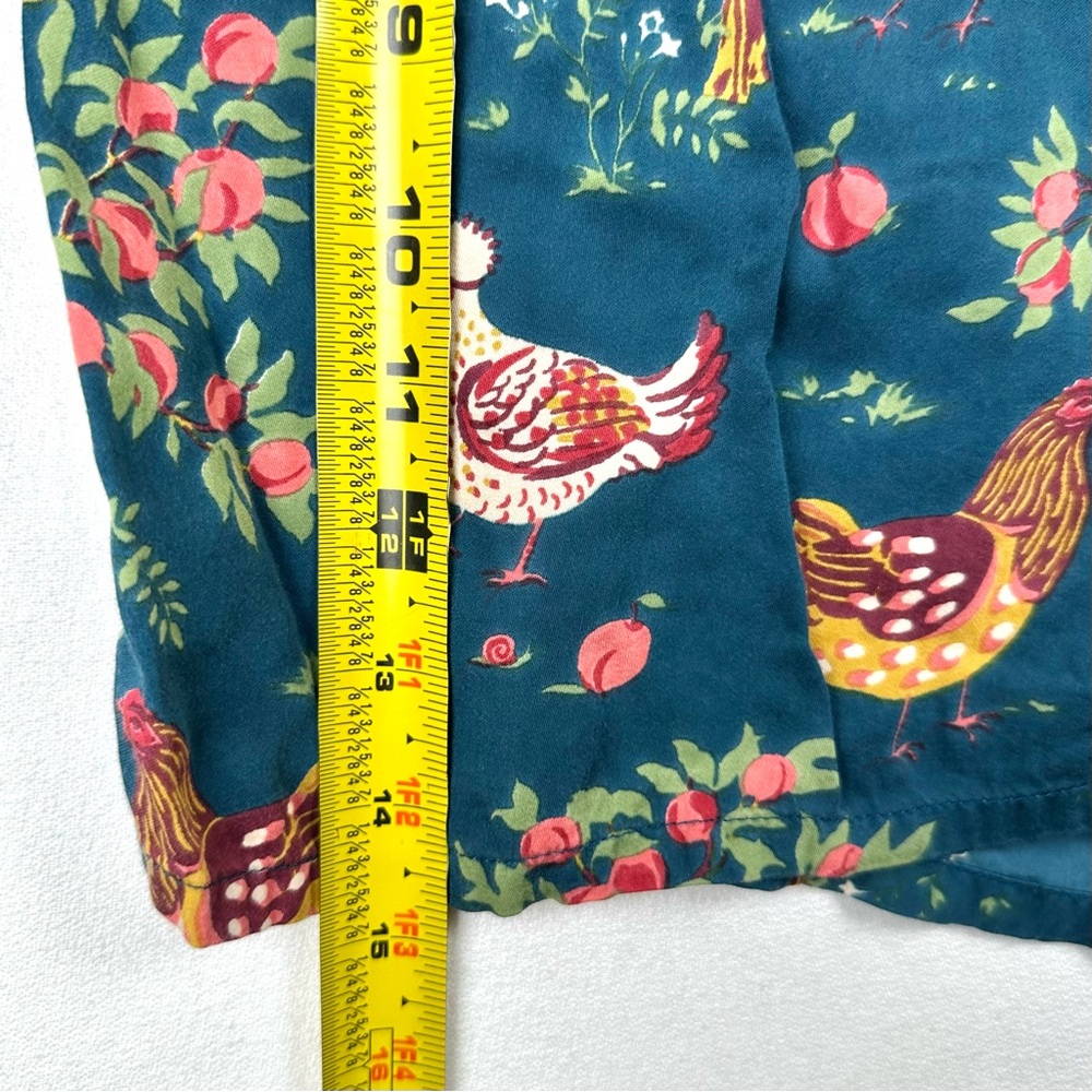 Printfresh Teal Floral & Hen Print Satin Short Pajama Set - Picture 14 of 16